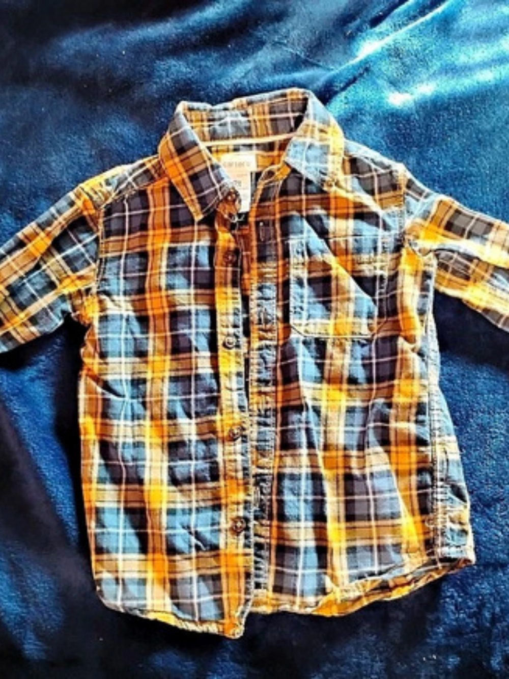 Carter's Toddler Boy Plaid Button-Down Shirt Blue & Orange 2T